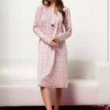Camicia da notte donna in caldo cotone con fantasia floreale - BORDEAUX - PT25