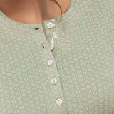Pigiama donna in caldo cotone verde salvia con pantaloni floreali - SALVIA - RA15