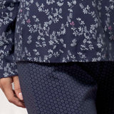 Pigiama donna in caldo cotone blu con fantasia floreale - BLU - RA16