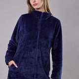 Vestaglia donna in Coral con zip e collo alto - BLU - RS71