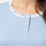 Pigiama donna in caldo cotone azzurro con pantaloni a quadri - AZZURRO - TA16