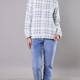Tuta donna in Coral con zip e fantasia check - AZZURRO - TI44