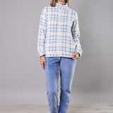 Tuta donna in Coral con zip e fantasia check - AZZURRO - TI44