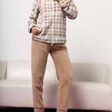 Tuta donna in Coral con zip e fantasia check - NOCCIOLA - TI44