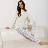 Tuta donna in Coral con pantaloni check - AZZURRO - TI45