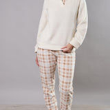 Tuta donna in Coral con pantaloni check - NOCCIOLA - TI45