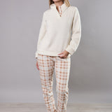 Tuta donna in Coral con pantaloni check - NOCCIOLA - TI45
