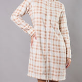 Vestaglia donna in Coral con zip e fantasia check - NOCCIOLA - TI71