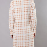 Vestaglia donna in Coral con zip e fantasia check - NOCCIOLA - TI71