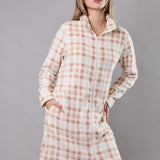 Vestaglia donna in Coral con zip e fantasia check - NOCCIOLA - TI71
