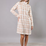 Vestaglia donna in Coral con zip e fantasia check - NOCCIOLA - TI71