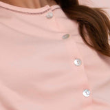 Pigiama donna in caldo cotone aperto davanti con pantaloni fantasia - ROSA - TR14