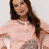 Pigiama donna in caldo cotone con pantaloni fantasia animalier - ROSA - TR15