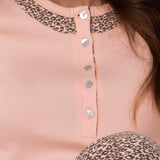 Pigiama donna in caldo cotone con pantaloni fantasia animalier - ROSA - TR15
