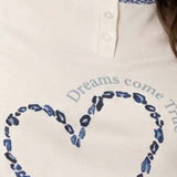 Pigiama donna in caldo cotone con stampa Dreams e pantaloni fantasia - AZZURRO - TR16