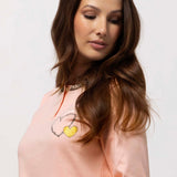 Camicia da notte donna in caldo cotone con stampa cuore - ROSA - TR26