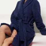 Vestaglia donna in tessuto Orsetto con cintura - BLU - TS72
