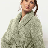 Vestaglia donna in tessuto Orsetto con cintura - SALVIA - TS72