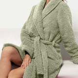Vestaglia donna in tessuto Orsetto con cintura - SALVIA - TS72