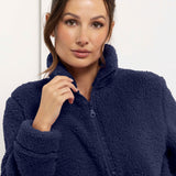Giacca donna in tessuto Orsetto con zip - BLU - TS80