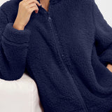 Giacca donna in tessuto Orsetto con zip - BLU - TS80