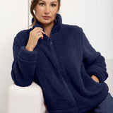 Giacca donna in tessuto Orsetto con zip - BLU - TS80