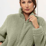 Giacca donna in tessuto Orsetto con zip - SALVIA - TS80