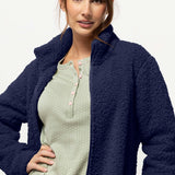 Giacca donna in tessuto Orsetto con zip - BLU - TS84