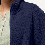 Giacca donna in tessuto Orsetto con zip - BLU - TS84