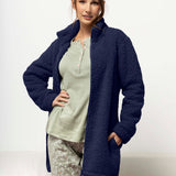 Giacca donna in tessuto Orsetto con zip - BLU - TS84