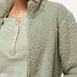 Giacca donna in tessuto Orsetto con zip - SALVIA - TS84