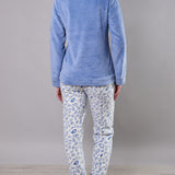Pigiama donna in Coral con stampa orsetti e pantaloni animalier - AZZURRO - TX42
