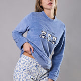 Pigiama donna in Coral con stampa orsetti e pantaloni animalier - AZZURRO - TX42