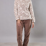 Pigiama donna in Coral con fantasia animalier azzurra - CORDA - TX45