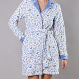 Vestaglia donna in Coral animalier con cintura - AZZURRO - TX77
