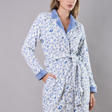 Vestaglia donna in Coral animalier con cintura - AZZURRO - TX77