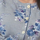 Pigiama donna in caldo cotone aperto davanti con fantasia floreale - AZZURRO - VI14