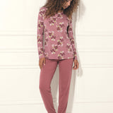 Pigiama donna in caldo cotone con fantasia floreale - MALVA - VI15