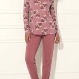 Pigiama donna in caldo cotone con fantasia floreale - MALVA - VI15