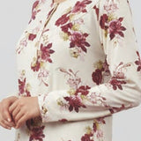 Camicia da notte lunga in caldo cotone con fantasia floreale - MALVA/MILK - VI25