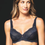 Reggiseno francese con ferretto in pizzo floreale - BLU - 8030