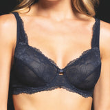 Reggiseno francese con ferretto in pizzo floreale - BLU - 8030
