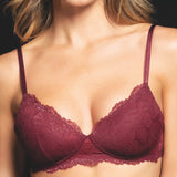 Reggiseno imbottito senza ferretto in pizzo - MELOGRANO - 8036