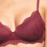 Reggiseno imbottito senza ferretto in pizzo - MELOGRANO - 8036