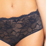 Slip donna a vita alta in pizzo floreale - BLU - 8039