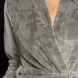 Vestaglia donna in pile coral con cintura Verde Veronica - GRIGIO - CF70