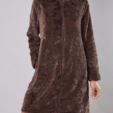 Vestaglia donna in pile coral con zip Verde Veronica - CACAO - CF71