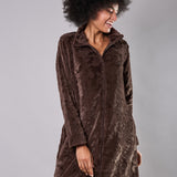 Vestaglia donna in pile coral con zip Verde Veronica - CACAO - CF71