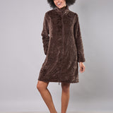 Vestaglia donna in pile coral con zip Verde Veronica - CACAO - CF71