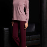 Pigiama donna in viscosa fantasia geometrica Verde Veronica - BORDEAUX - MM12